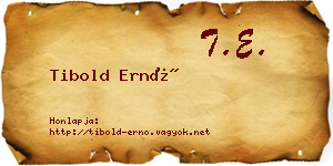 Tibold Ernő névjegykártya